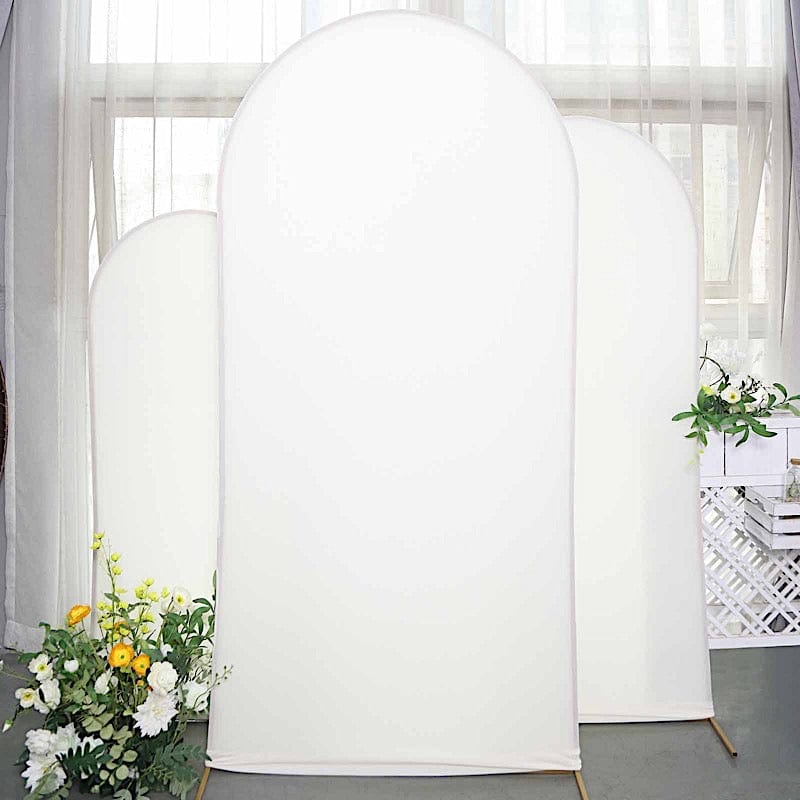 3 Matte Fitted Spandex Round Top Wedding Arch Backdrop Stand Covers Set