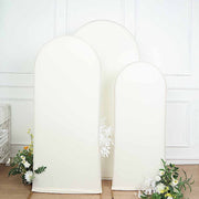 3 Matte Fitted Spandex Round Top Wedding Arch Backdrop Stand Covers Set
