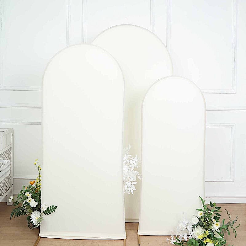 3 Matte Fitted Spandex Round Top Wedding Arch Backdrop Stand Covers Set