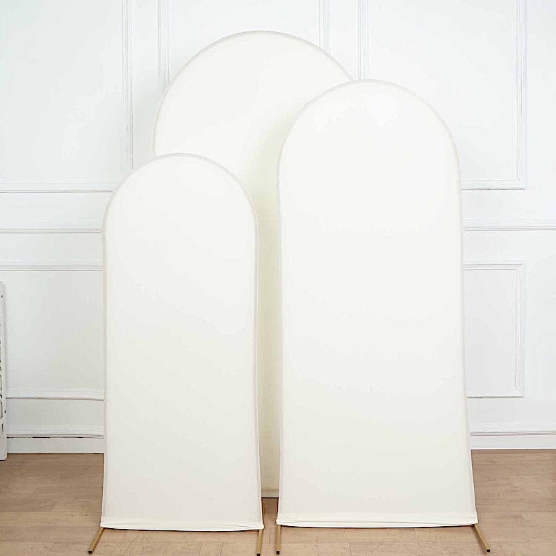 3 Matte Fitted Spandex Round Top Wedding Arch Backdrop Stand Covers Set