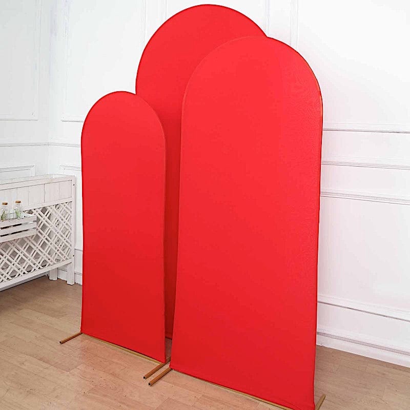 3 Matte Fitted Spandex Round Top Wedding Arch Backdrop Stand Covers Set