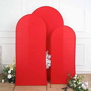 3 Matte Fitted Spandex Round Top Wedding Arch Backdrop Stand Covers Set