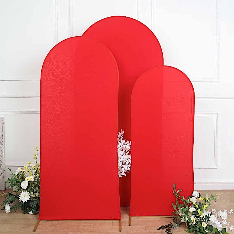 3 Matte Fitted Spandex Round Top Wedding Arch Backdrop Stand Covers Set