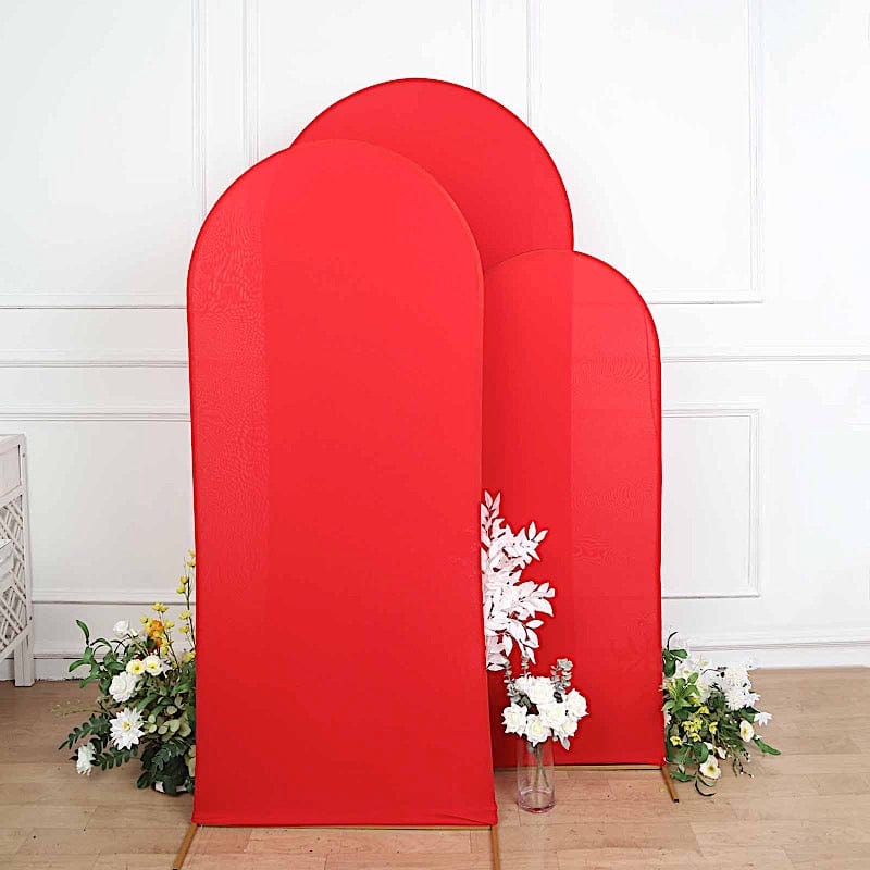3 Matte Fitted Spandex Round Top Wedding Arch Backdrop Stand Covers Set