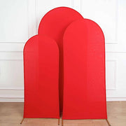 3 Matte Fitted Spandex Round Top Wedding Arch Backdrop Stand Covers Set