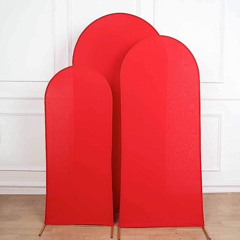 3 Matte Fitted Spandex Round Top Wedding Arch Backdrop Stand Covers Set
