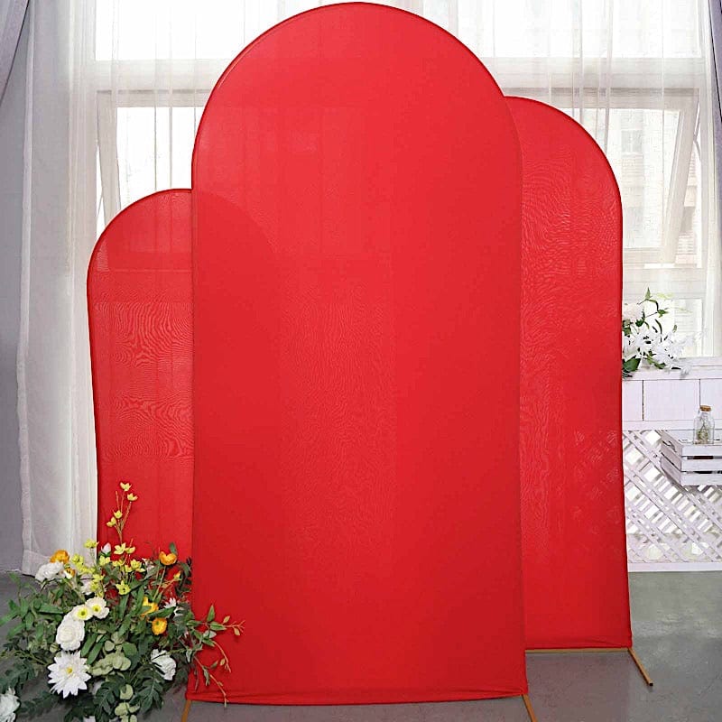 3 Matte Fitted Spandex Round Top Wedding Arch Backdrop Stand Covers Set