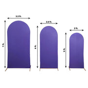 3 Matte Fitted Spandex Round Top Wedding Arch Backdrop Stand Covers Set