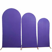 3 Matte Fitted Spandex Round Top Wedding Arch Backdrop Stand Covers Set