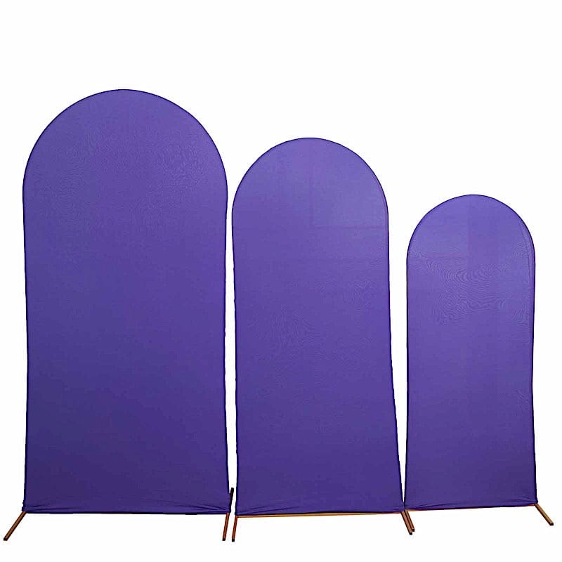 3 Matte Fitted Spandex Round Top Wedding Arch Backdrop Stand Covers Set