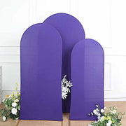 3 Matte Fitted Spandex Round Top Wedding Arch Backdrop Stand Covers Set