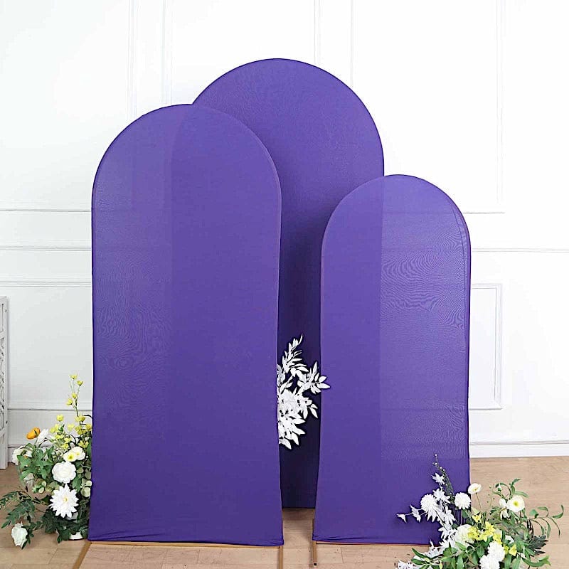 3 Matte Fitted Spandex Round Top Wedding Arch Backdrop Stand Covers Set