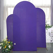 3 Matte Fitted Spandex Round Top Wedding Arch Backdrop Stand Covers Set