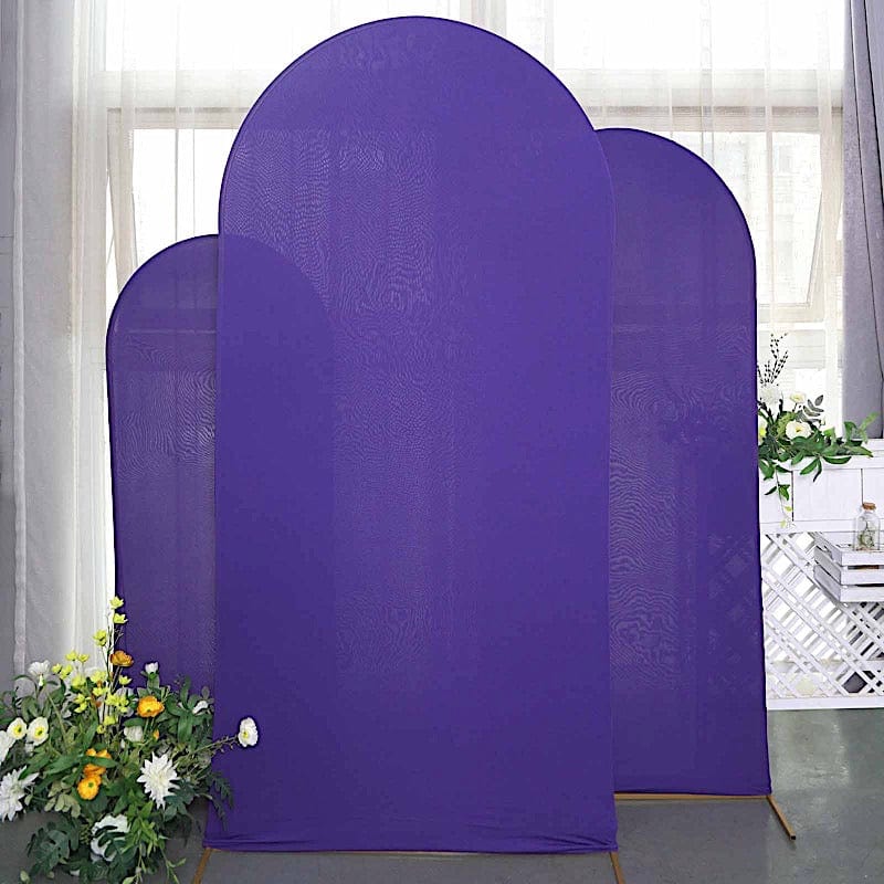 3 Matte Fitted Spandex Round Top Wedding Arch Backdrop Stand Covers Set