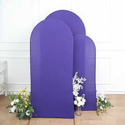 3 Matte Fitted Spandex Round Top Wedding Arch Backdrop Stand Covers Set