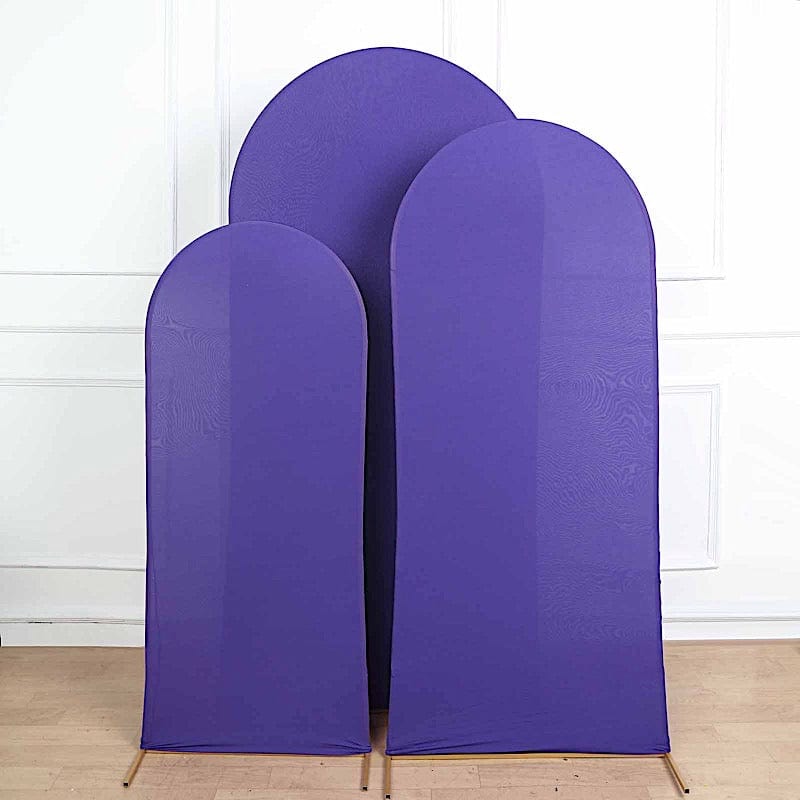 3 Matte Fitted Spandex Round Top Wedding Arch Backdrop Stand Covers Set