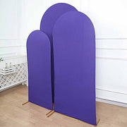 3 Matte Fitted Spandex Round Top Wedding Arch Backdrop Stand Covers Set