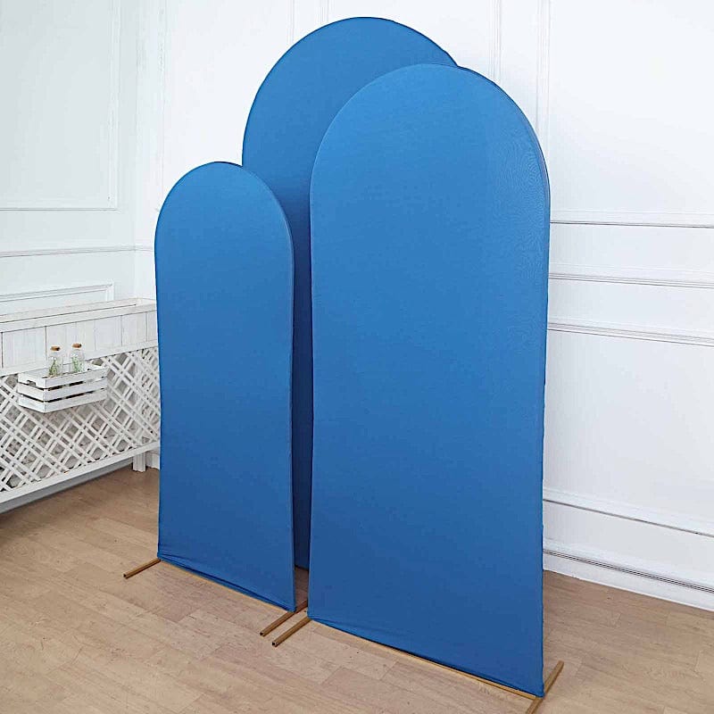3 Matte Fitted Spandex Round Top Wedding Arch Backdrop Stand Covers Set