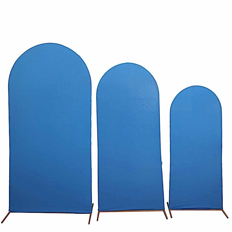 3 Matte Fitted Spandex Round Top Wedding Arch Backdrop Stand Covers Set