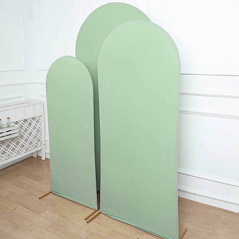 3 Matte Fitted Spandex Round Top Wedding Arch Backdrop Stand Covers Set