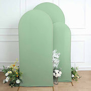 3 Matte Fitted Spandex Round Top Wedding Arch Backdrop Stand Covers Set