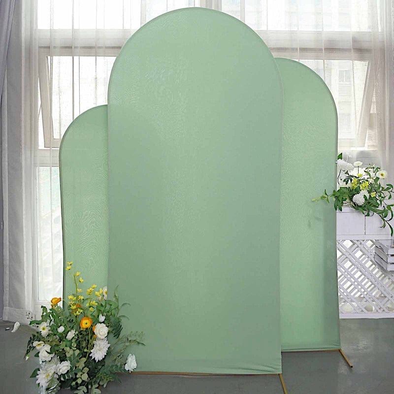3 Matte Fitted Spandex Round Top Wedding Arch Backdrop Stand Covers Set