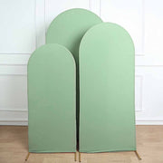 3 Matte Fitted Spandex Round Top Wedding Arch Backdrop Stand Covers Set