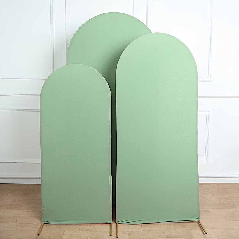 3 Matte Fitted Spandex Round Top Wedding Arch Backdrop Stand Covers Set