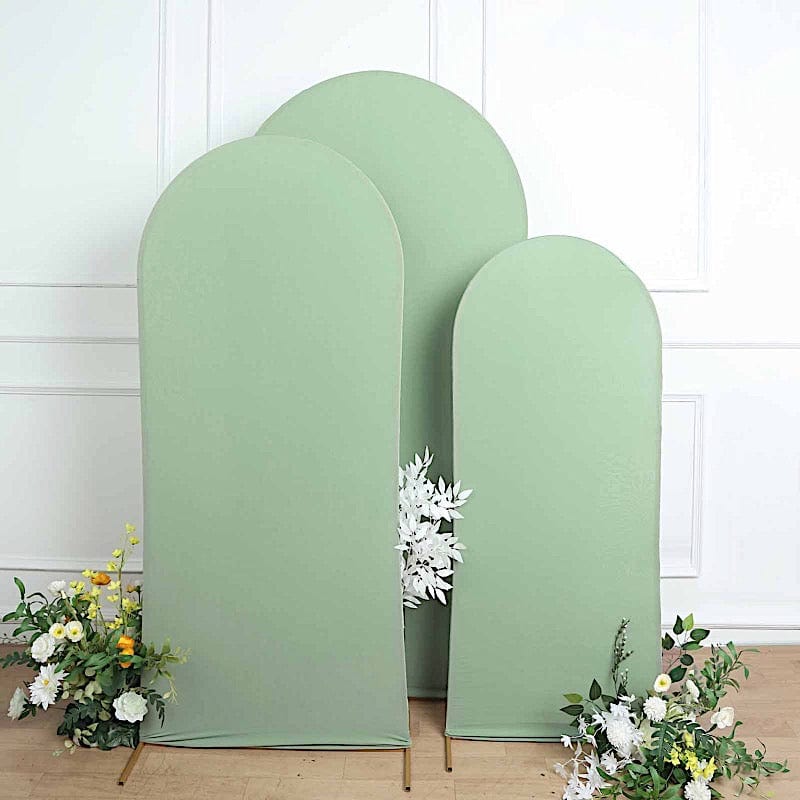 3 Matte Fitted Spandex Round Top Wedding Arch Backdrop Stand Covers Set