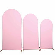 3 Matte Fitted Spandex Round Top Wedding Arch Backdrop Stand Covers Set