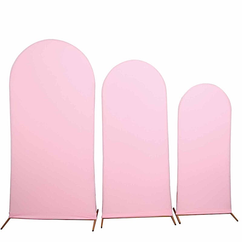 3 Matte Fitted Spandex Round Top Wedding Arch Backdrop Stand Covers Set
