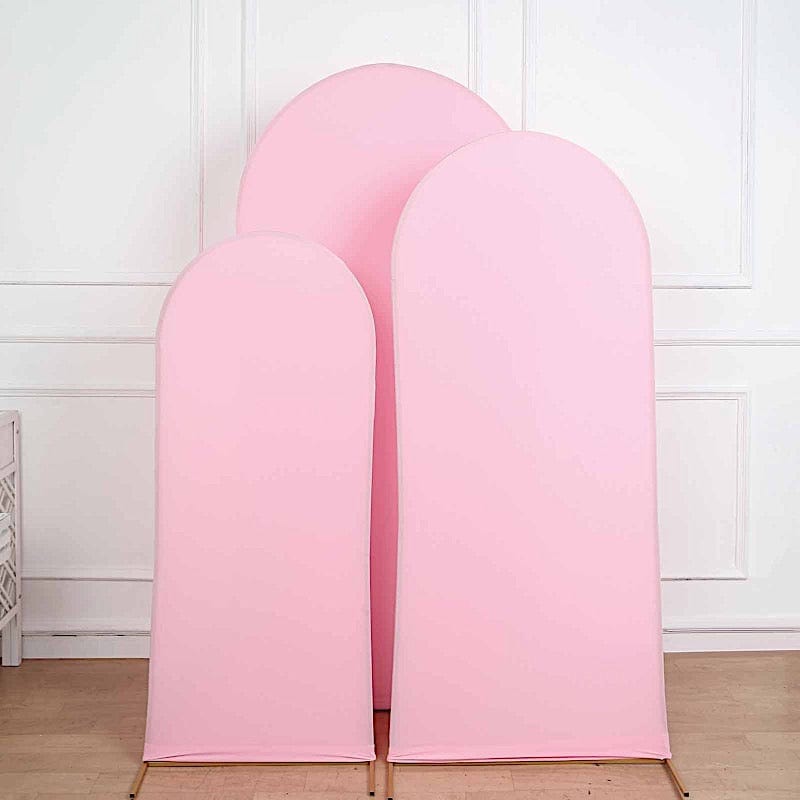 3 Matte Fitted Spandex Round Top Wedding Arch Backdrop Stand Covers Set