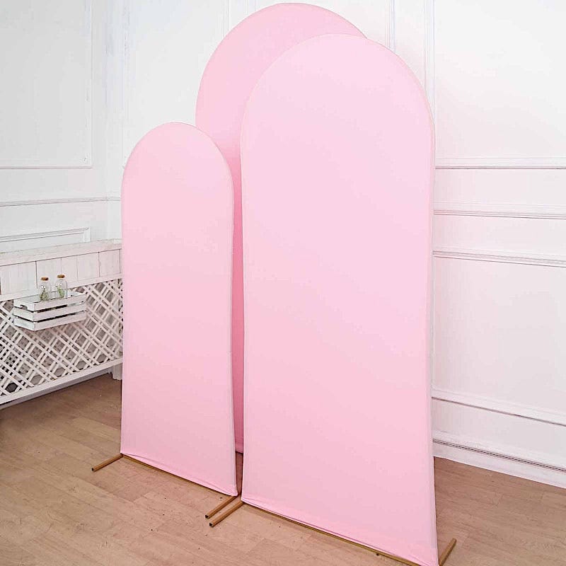 3 Matte Fitted Spandex Round Top Wedding Arch Backdrop Stand Covers Set