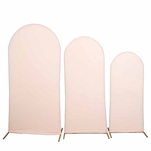 3 Matte Fitted Spandex Round Top Wedding Arch Backdrop Stand Covers Set IRON_STND06_SPX_SET_046