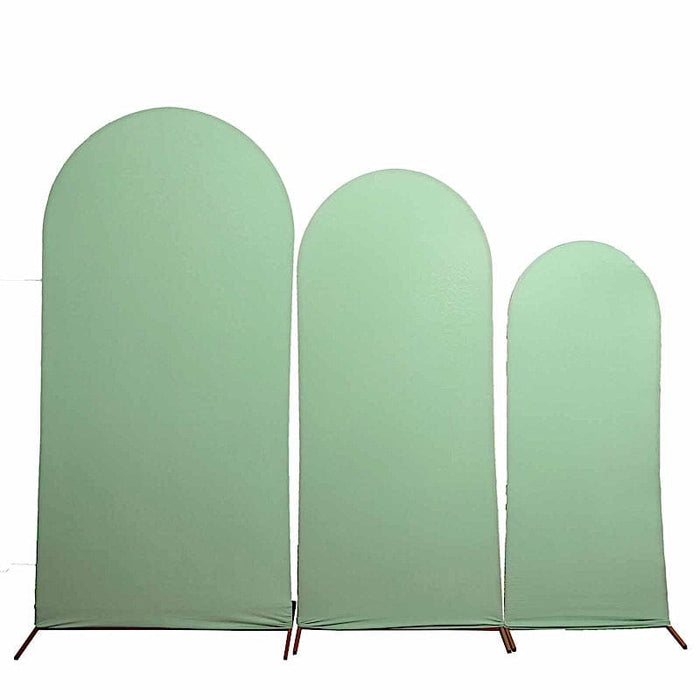 3 Matte Fitted Spandex Round Top Wedding Arch Backdrop Stand Covers Set IRON_STND06_SPX_SET_SAGE