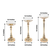 3 Metal with Crystal Beads Votive Candle Holders Centerpieces Set - Gold CHDLR_064_SET_GOLD