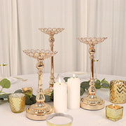 3 Metal with Crystal Beads Votive Candle Holders Centerpieces Set - Gold CHDLR_064_SET_GOLD
