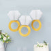 3 Paper Diamond Ring Hanging Wall Backdrop Decorations - White and Gold PAP_FAN_010_RING_GOLD