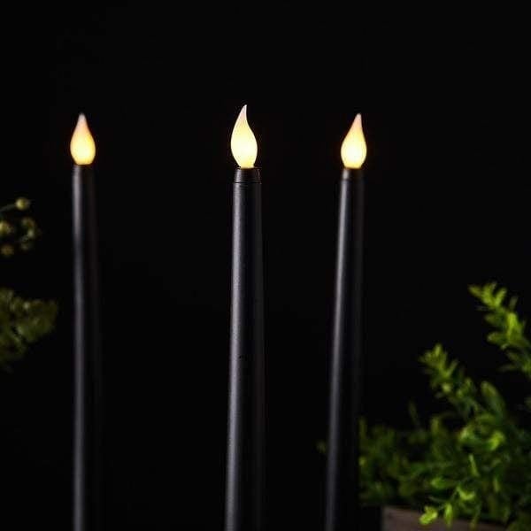 3 pcs 11" tall LED Flameless Taper Candles Lights - Black