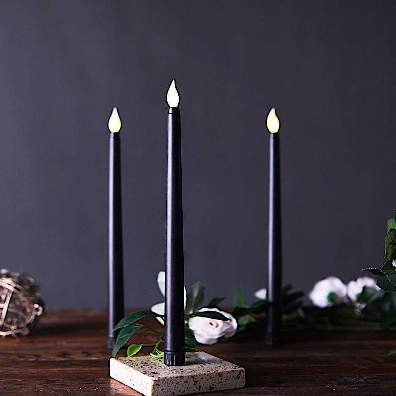 3 pcs 11" tall LED Flameless Taper Candles Lights - Black