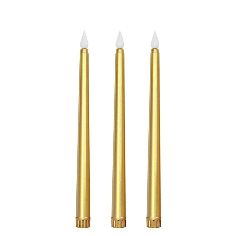 3 pcs 11" tall LED Flameless Taper Candles Lights LED_CAND_TP01_GOLD