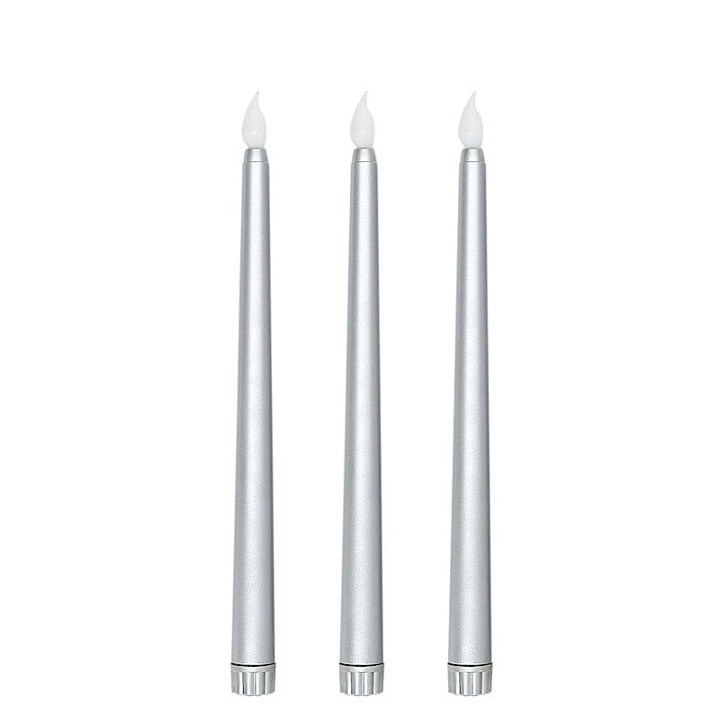 3 pcs 11" tall LED Flameless Taper Candles Lights LED_CAND_TP01_SILV