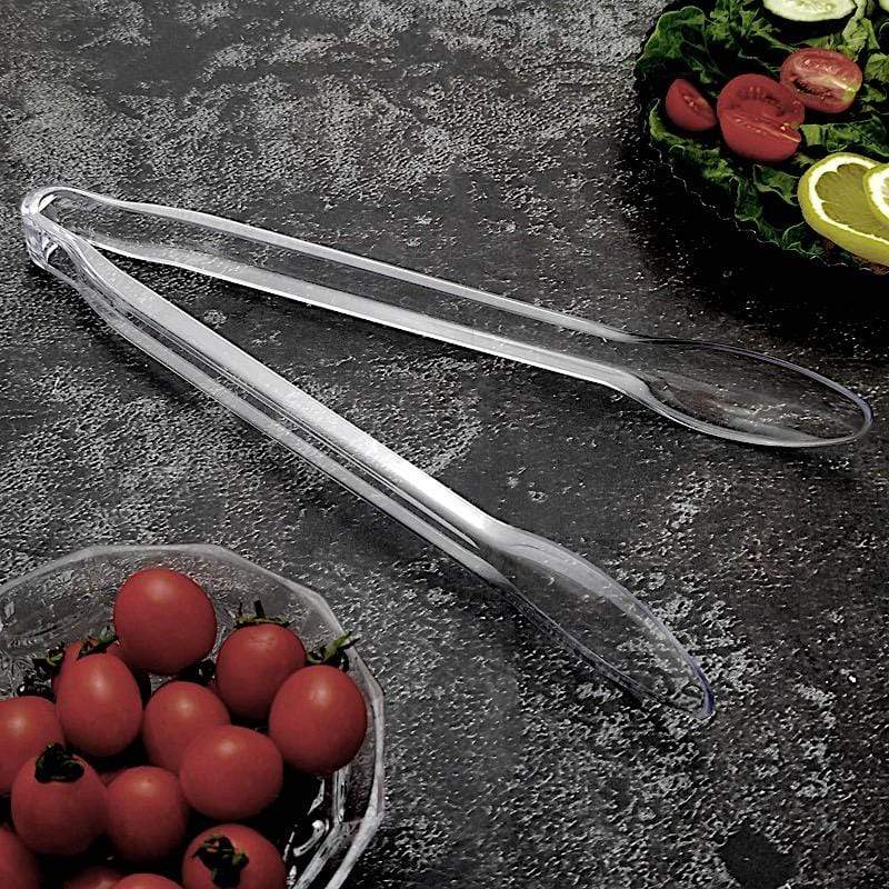 3 pcs 12" Clear Plastic Serving Tongs - Disposable Tableware DSP_SERV_001_12_CLR
