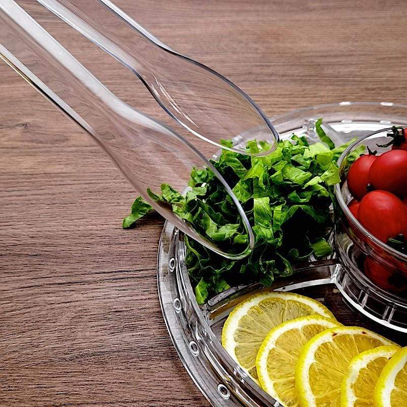 3 pcs 12" Clear Plastic Serving Tongs - Disposable Tableware DSP_SERV_001_12_CLR