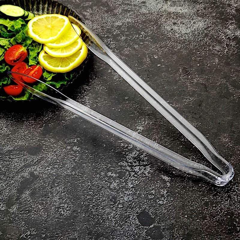 3 pcs 12" Clear Plastic Serving Tongs - Disposable Tableware DSP_SERV_001_12_CLR