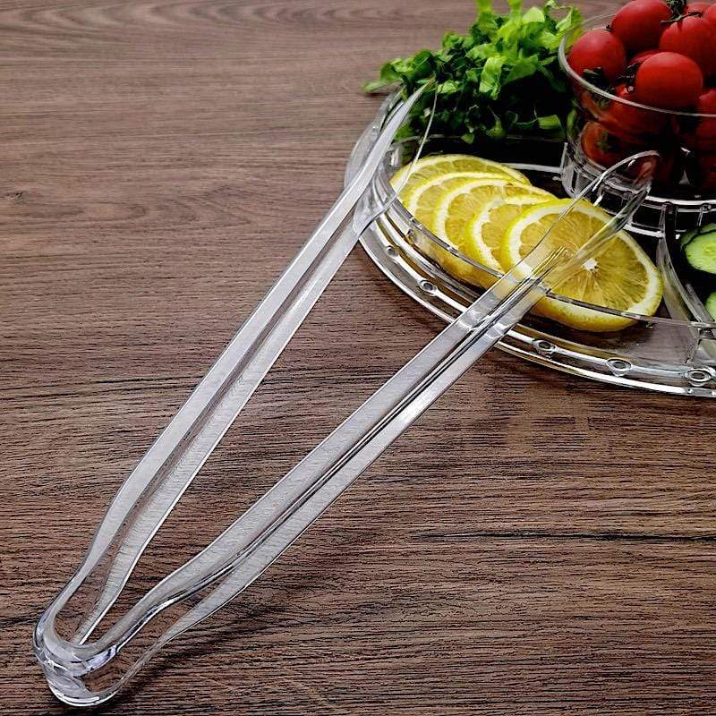 3 pcs 12" Clear Plastic Serving Tongs - Disposable Tableware DSP_SERV_001_12_CLR