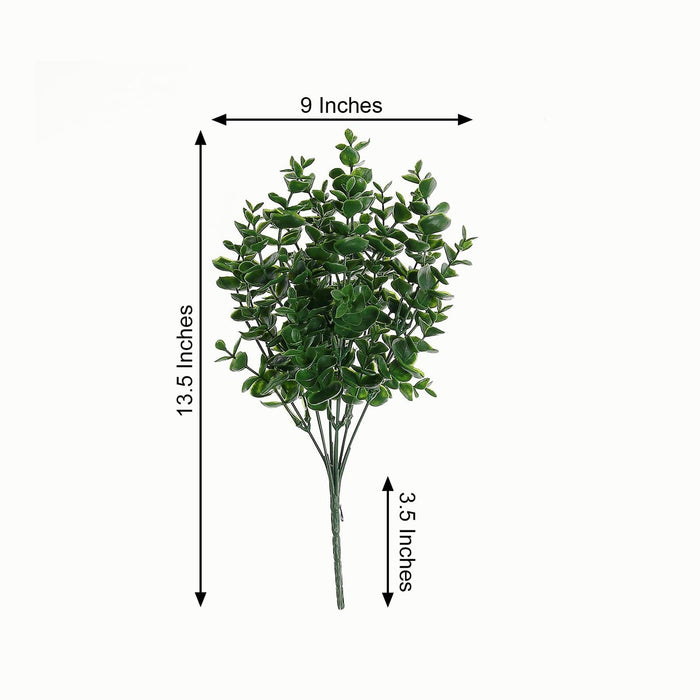 3 pcs 13" tall Eucalyptus Artificial Greenery Bushes - Dark Green