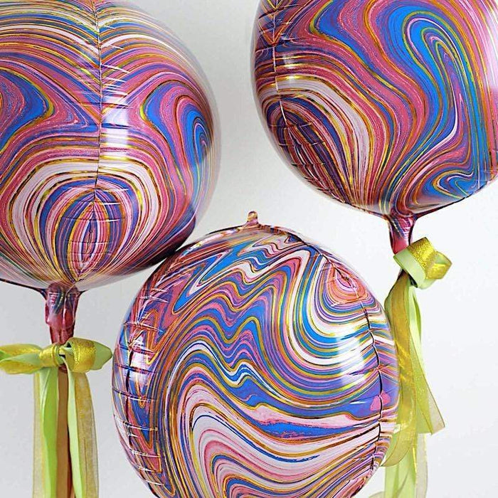 3 pcs 13" wide 4D Orbz Round Mylar Foil Balloons