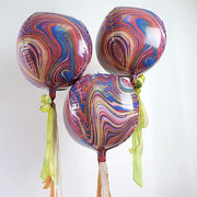 3 pcs 13" wide 4D Orbz Round Mylar Foil Balloons