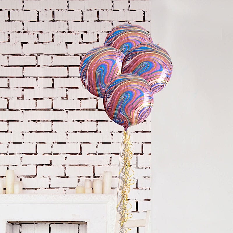 3 pcs 13" wide 4D Orbz Round Mylar Foil Balloons